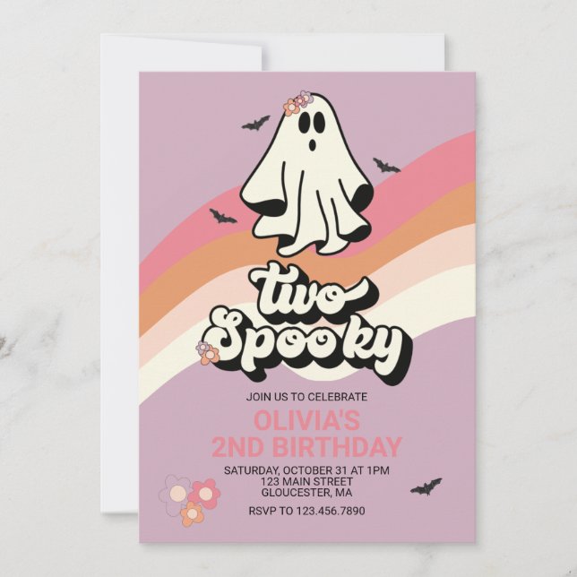 Invitation super Ghost retro Halloween Deux Anniversaire Éffr (Devant)