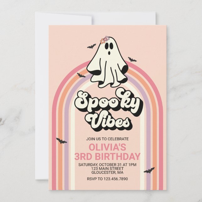 Invitation super Ghost retro Halloween Vibes Éffrayantes Anni (Devant)