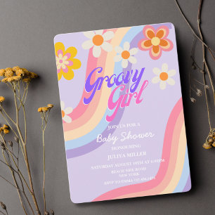 Invitation Super Girl Retro Rainbow bébé douche