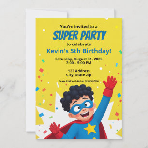Invitation Super Hero Personnalisée Style Comic Bo