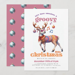 Invitation Super Hippie Reindeer Funny Disco Noël