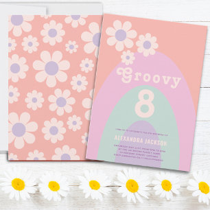 Invitation Super Huit Retro Daisy Arch 8e fête d'anniversaire