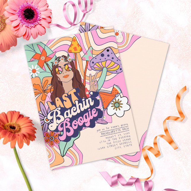 Invitation Super les années 70 Bachelorette Dernier Bachin' B (Créateur téléchargé)