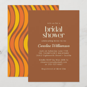 Invitation Super les années 70 Wavy Lines Orange Brown Fête d