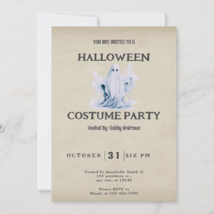 Invitation Super mignon et fantôme effrayant Halloween vintag