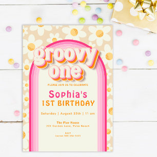 Invitation Super One Boho Daisy Rainbow 1er Birthday Invitat