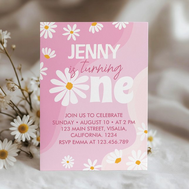 Invitation super One Daisy 1er Anniversaire (Créateur téléchargé)
