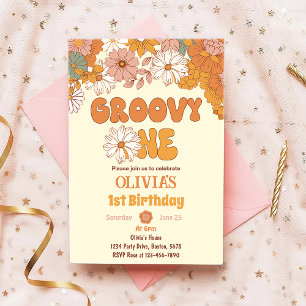 Invitation super One Floral Retro 1er Anniversaire
