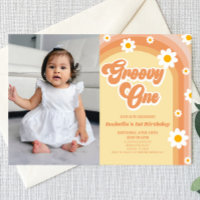 Super One Orange Retro Daisy 1ère fête d'anniversa