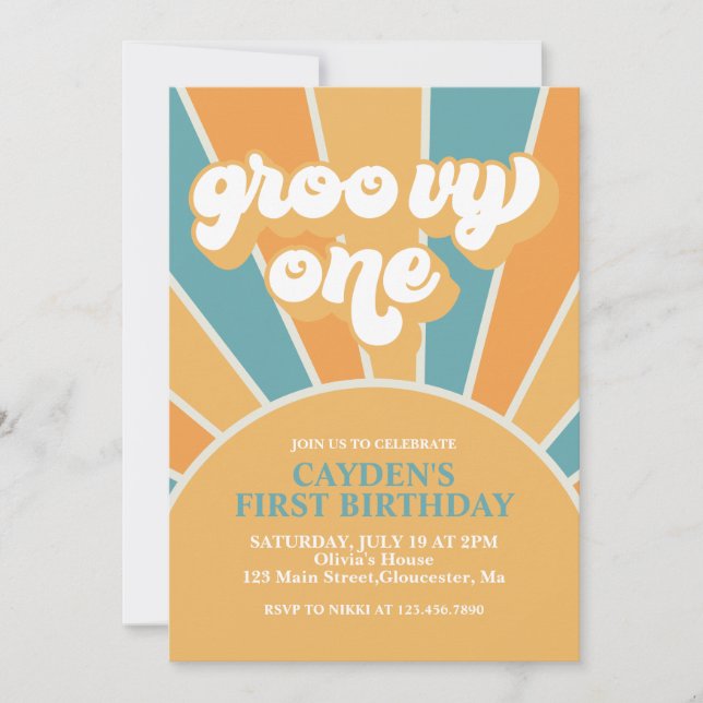 Invitation Super One Retro Boy Premier anniversaire (Devant)
