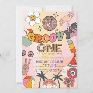 Invitation Super One Retro Girl 1er anniversaire