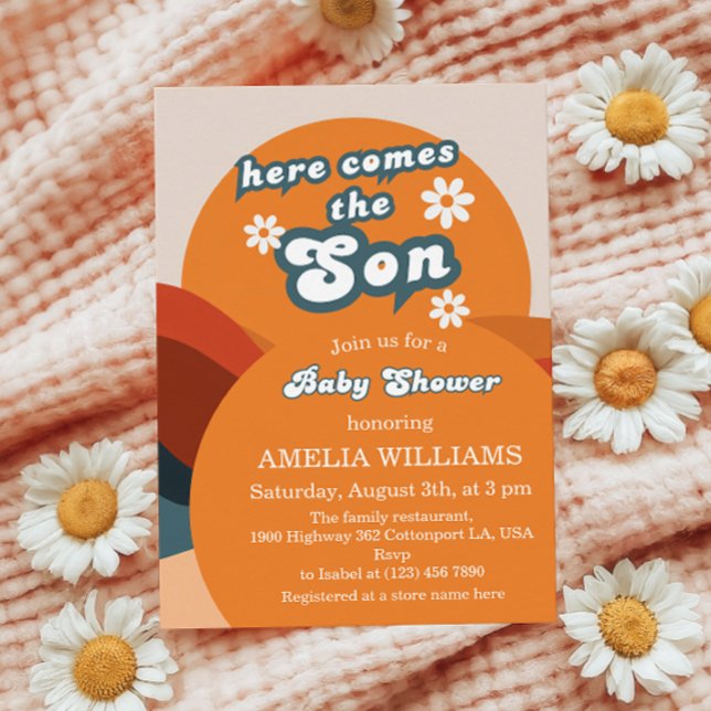 Invitation Super Orange Téméraire Voici Le Baby shower Fils (Créateur téléchargé)