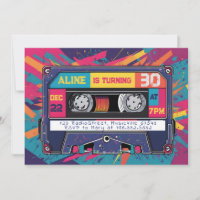 Super Rad 80s 90s Audio Cassette Anniversaire Invi