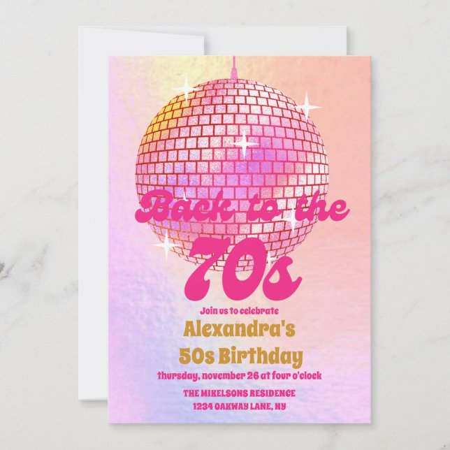 Invitation Super Retro 50th Let's Disco fête d'anniversaire (Devant)