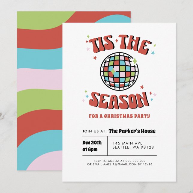 Invitation super Retro Christmas Party (Devant / Derrière)