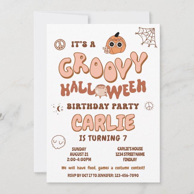 Invitation Super Retro Halloween fête d'anniversaire, n'impor (Devant)