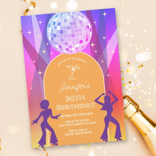 Invitation Super Retro les années 70 80s Disco 30e anniversai (Créateur téléchargé)