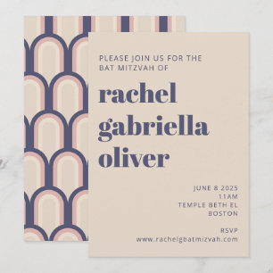 Invitation Super Retro les années 70 Design Blue Rose Bat mit