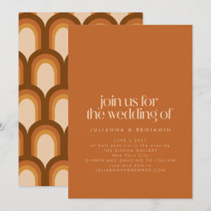 Invitation Super Retro les années 70 Design Brown Mariage Ter