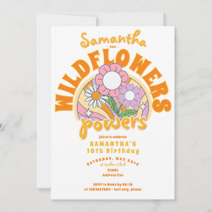 Invitation Super Retro les années 70 Fleur sauvage Flower Pow