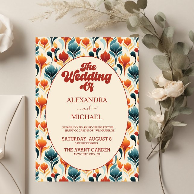 Invitation Super Retro les années 70 Floral Mariage (Créateur téléchargé)