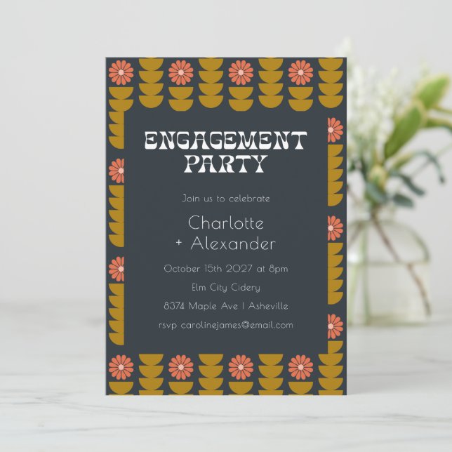 Invitation Super Retro les années 70 Floral tendance (Debout devant)