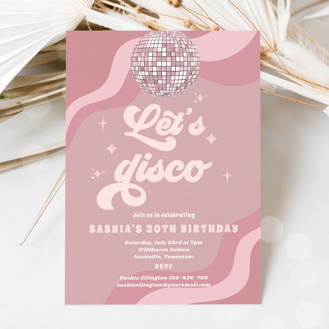 Invitation Super Retro les années 70 Let's Disco Anniversaire (Créateur téléchargé)