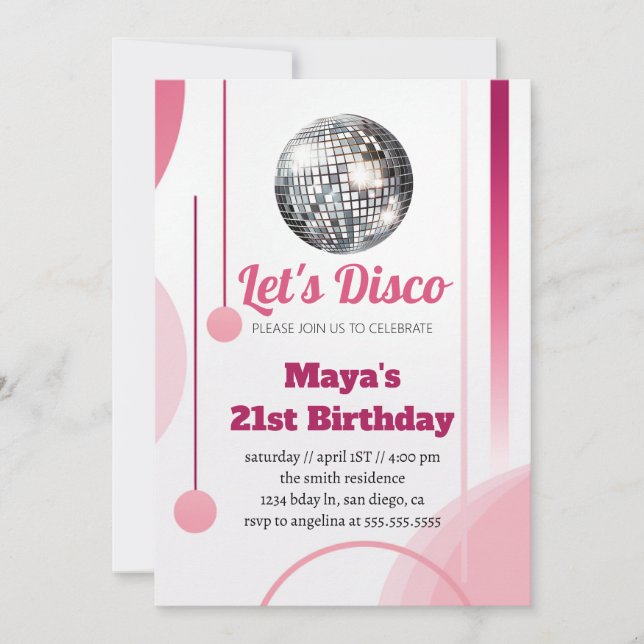 Invitation Super Retro les années 70 Let's Disco Anniversaire (Devant)