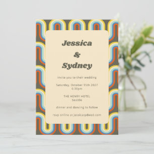 Invitation Super Retro les années 70 Olive Green Mariage uniq