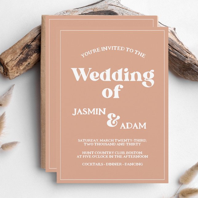 Invitation  Super Retro Orange les années 70 inspiré Mariage (Créateur téléchargé)