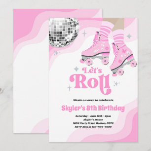 Invitation Super Retro Roller Ski Disco Anniversaire Fête