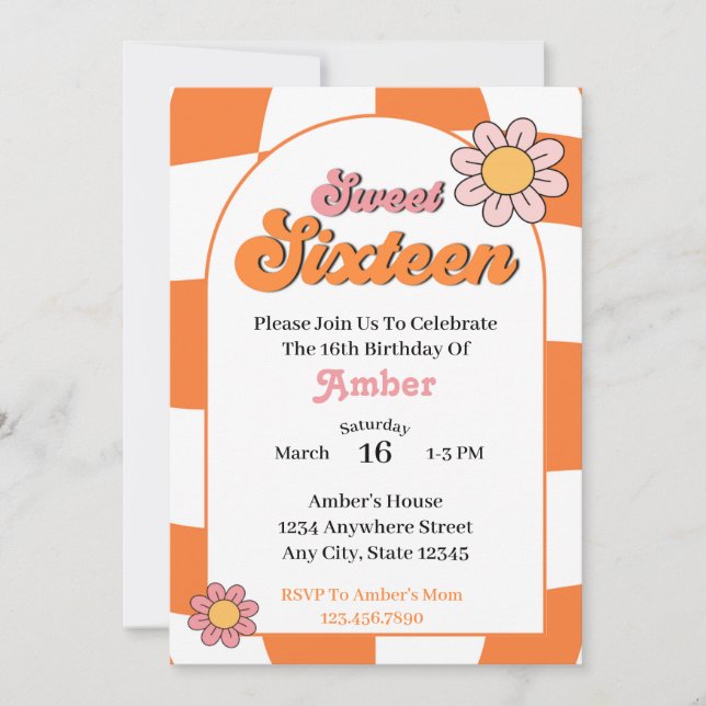 Invitation Super Sweet 16 Anniversaire (Devant)