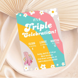 Invitation Super Triple Anniversaire Daisy