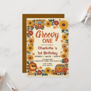 Invitation Super Un Lion Anniversaire Rétro 70s Premier Anniv