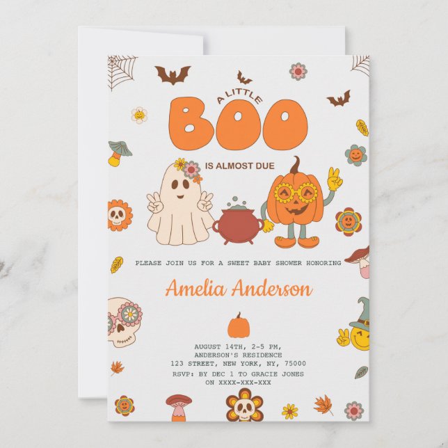 Invitation Super Un Petit Boo Doit Baby shower Halloween (Devant)