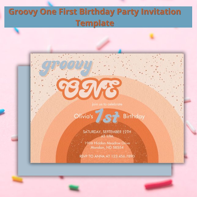 Invitation Super Un Premier Anniversaire Fille Parti Rétro (Créateur téléchargé)