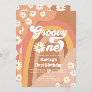 Invitation Super Un Retro Daisy Boho Hippie Premier anniversa