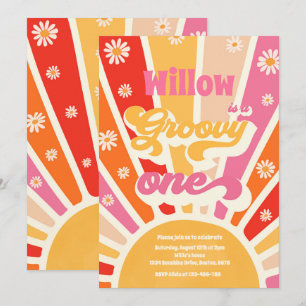 Invitation Super Une Hippie 1er Anniversaire Sunshine Daisy