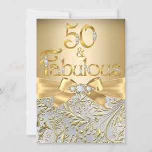 Invitation Superbe 50 Élégant Nœud Diamant Or