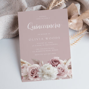 Invitation Superbe Blush & Dusty Rose Quinceanera