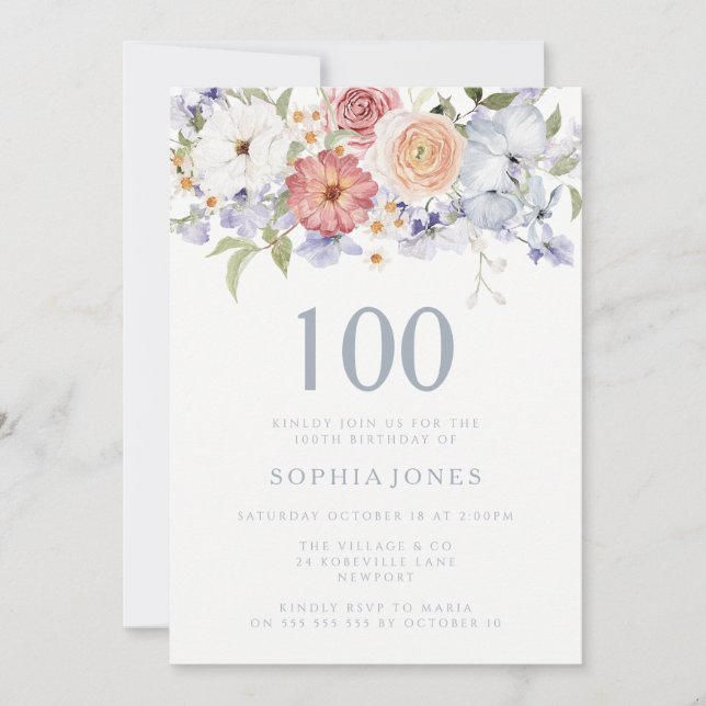 Invitation Superbe fête botanique florale 100e anniversaire (Devant)