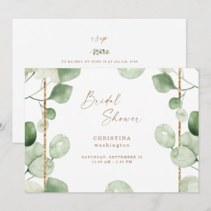 Invitation Superbe Fête des mariées Eucalyptus de feuillage