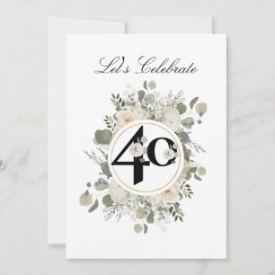 Invitation Superbe Floral Pastel 40e ANNIVERSAIRE