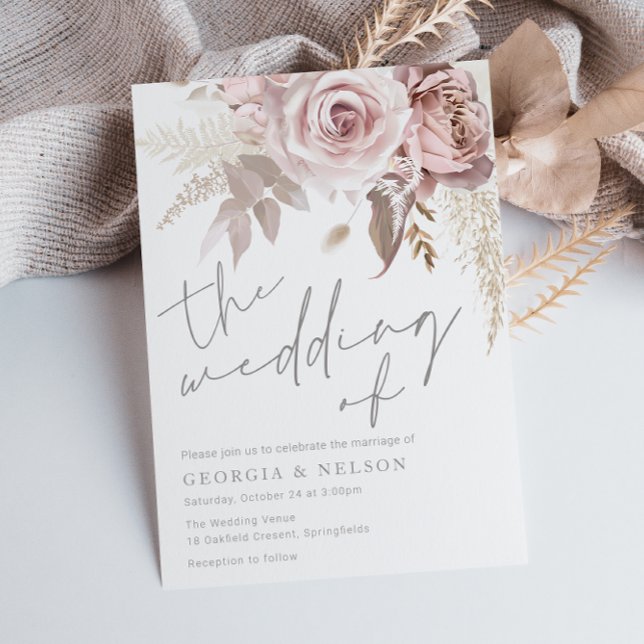 Invitation Superbe florale de Blush Le Mariage de (Créateur téléchargé)