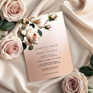 Invitation Superbe Mariage de Rose d'huile beige