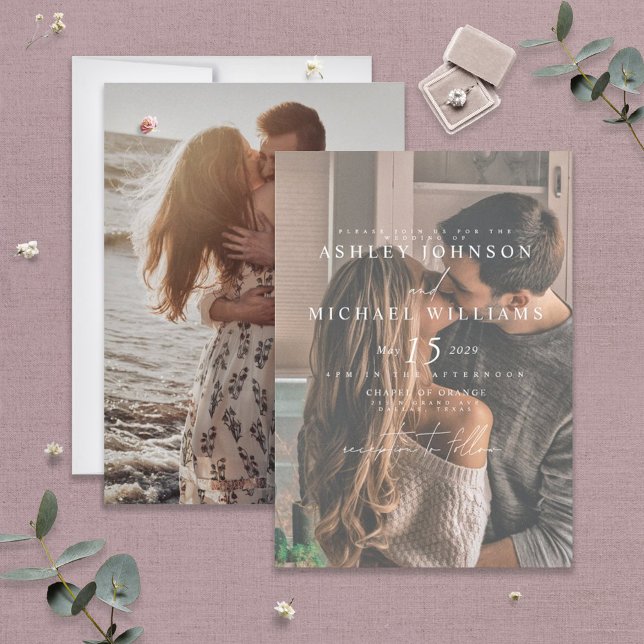 Invitation Superbe Overlay de Vélin Blanc 2 Photo (Créateur téléchargé)