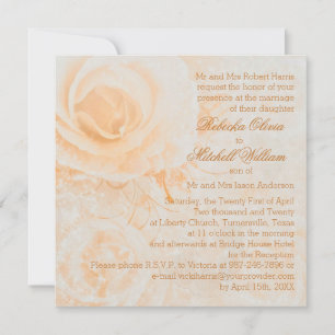 Invitation Superbe rose de crème de pêche Mariage