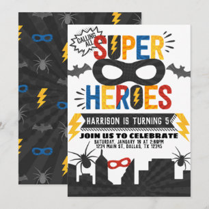 Invitation Superhero Anniversaire Thème