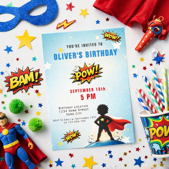 Invitation Superhero Cartoon Boy Birthday Party (Créateur téléchargé)