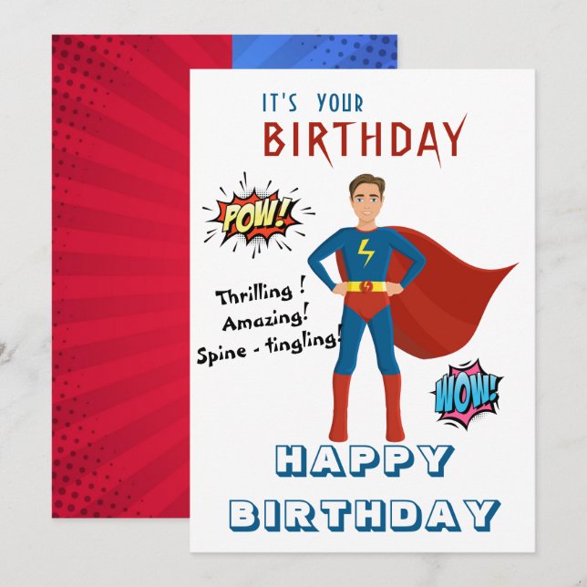 Invitation Superhero Photo personnalisée Anniversaire (Devant / Derrière)